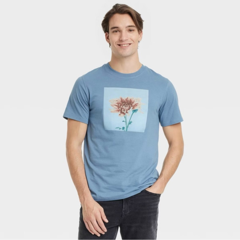 Goodfellow & Co Blue Floral Graphic Tee